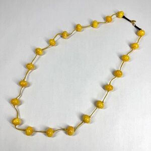 Vintage Les Bernard Art Deco Faux Yellow Amber Beaded Statement Necklace 35”